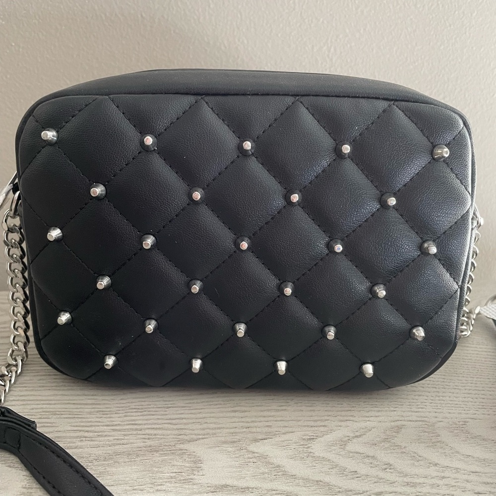 Rebecca Minkoff Black Quilted Crossbody with Silver Studs